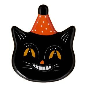 NWOT Metal ‘Vintage’ Black‎ Cat Figural Halloween Serving Platter World Market